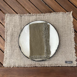 AquaVireo Fringed Coarse Linen Placemats / Pack of 4 / Natural