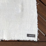 AquaVireo Fringed Coarse Linen Placemats / Pack of 4 / White