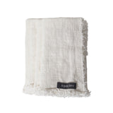 AquaVireo Fringed Coarse Linen Placemats / Pack of 4 / White