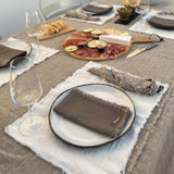 AquaVireo Fringed Linen Tablecloth / Natural
