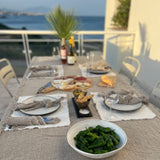 AquaVireo Fringed Linen Tablecloth / Natural