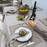 AquaVireo Fringed Linen Tablecloth / Natural