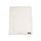 AquaVireo Fringed Linen Tablecloth / White