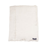 AquaVireo Fringed Linen Tablecloth / White