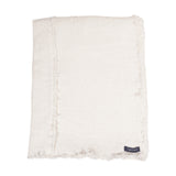 AquaVireo Fringed Linen Tablecloth / White