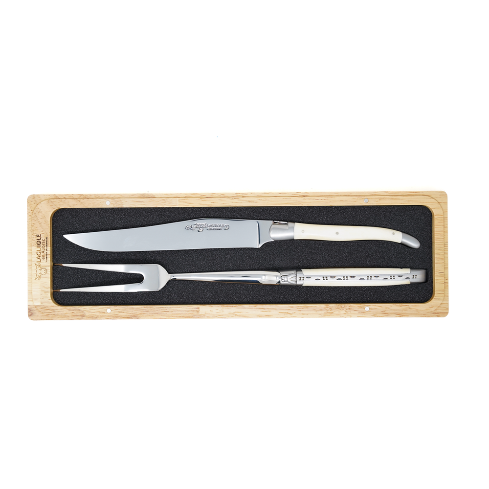 Laguiole en Aubrac Carving Knife and Fork Set / Bone