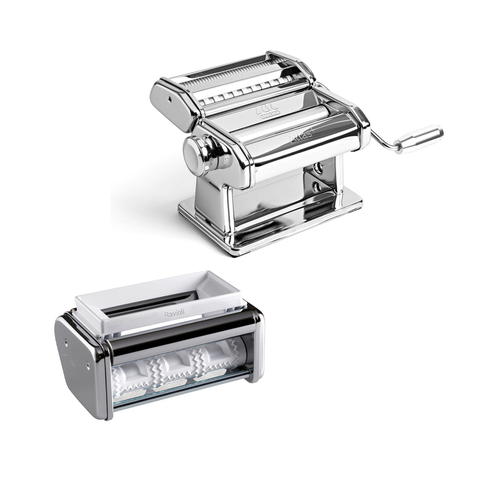 Marcato Atlas 150 Plus Pasta Maker and Ravioli Attachment Set / Chrome