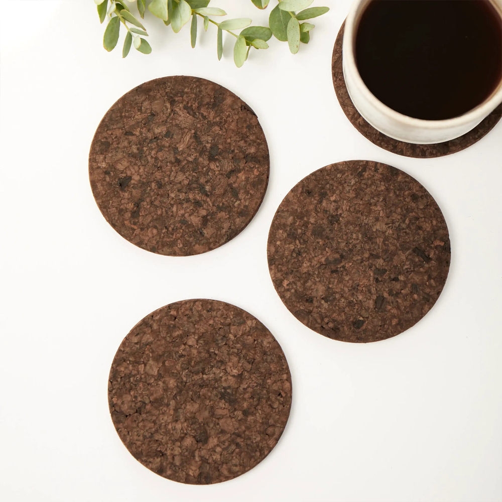 Smoked Cork Coasters 10cm / Set of 4