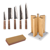 Blenheim Forge Original 5 Knife, Whetstone and Oak Block Set