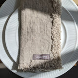 AquaVireo Fringed Linen Napkins / Pack of 4 / 47x47cm / Natural