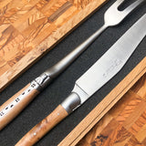 Laguiole en Aubrac Carving Knife and Fork Set / Juniper