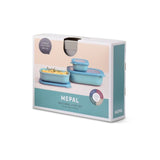 Mepal Cirqula Rectangular Stacking Bowls with Lids (500ml to 2L) / Set of 3 / Nordic White