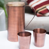 Brushed Copper Water Jug with Wooden Lid